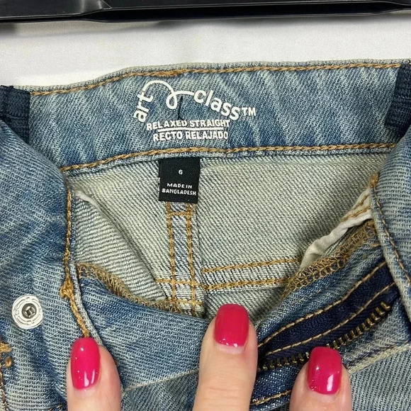 Art Class Boys Jeans 6 Light Wash Relaxed Straight Fit Adj Waist Pockets NWT - Picture 4 of 9